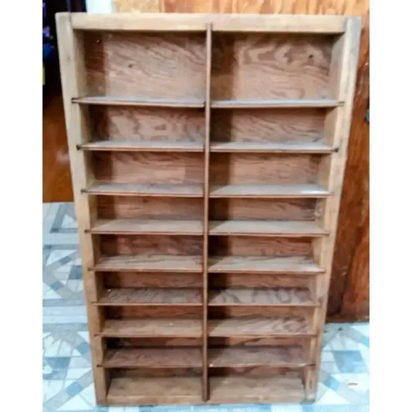 Vintage MCM Wood Shelf Storage Cabinet 25"x 16"x 2.5"